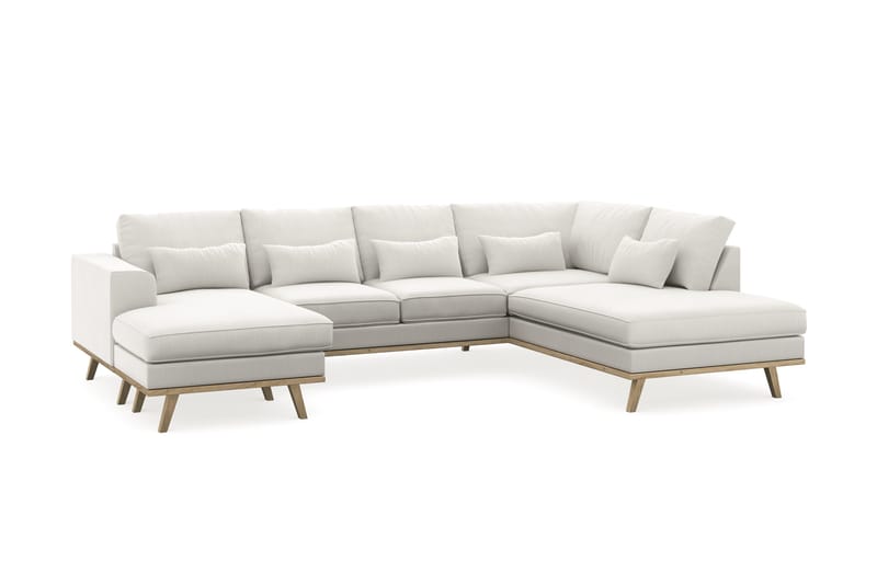 Copenhagen Compact 4-seters Høyrevendt U-formet Sofa med Divan og Sjeselong i Stoff - Lys grå - Møbler - Sofaer - U-sofa