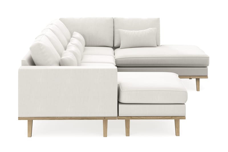 Copenhagen Compact 4-seters Høyrevendt U-formet Sofa med Divan og Sjeselong i Stoff - Lys grå - Møbler - Sofaer - U-sofa