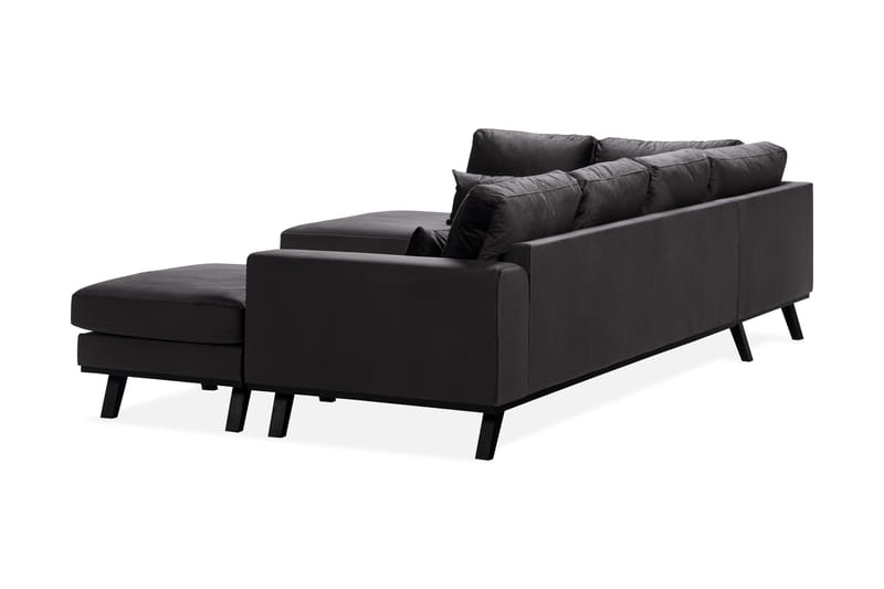 Copenhagen Compact 4-seters Venstrevendt U-formet Large Sofa med Divan og Sjeselong i Fløyel - Mørk grå - Møbler - Sofaer - U-sofa