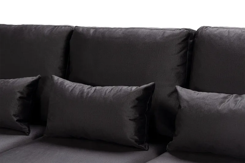 Copenhagen Compact 4-seters Venstrevendt U-formet Large Sofa med Divan og Sjeselong i Fløyel - Mørk grå - Møbler - Sofaer - U-sofa