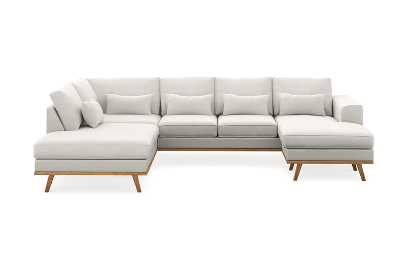 Copenhagen Compact 4-seters Venstrevendt U-formet Sofa med Divan og Sjeselong i Stoff - Lys grå - Møbler - Sofaer - U-sofa