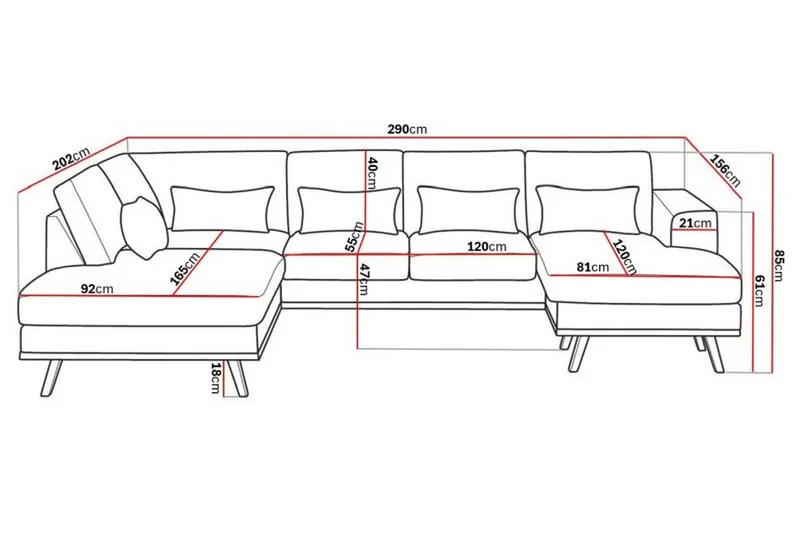 Copenhagen Compact 4-seters Venstrevendt U-formet Sofa med Divan og Sjeselong i Stoff - Lys grå - Møbler - Sofaer - U-sofa
