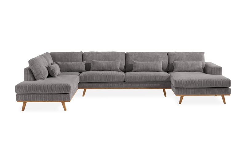 Copenhagen U-Sofa Cordfløyel - Grå - U-sofa