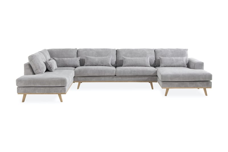 Copenhagen U-Sofa Cordfløyel - Lysegrå - U-sofa