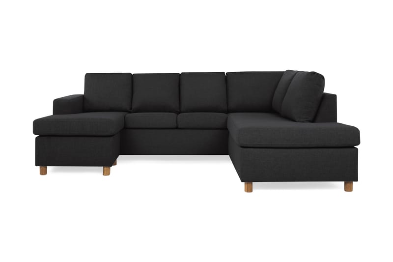 Crazy 4-seters Høyrevendt U-formet Large Sofa med Divan og Sjeselong i Stoff - Antrasitt - Møbler - Sofaer - U-sofa