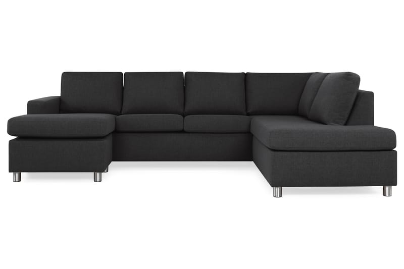 Crazy 4-seters Høyrevendt U-formet Large Sofa med Divan og Sjeselong i Stoff - Antrasitt - Møbler - Sofaer - U-sofa