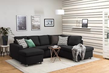 Crazy 4-seters Høyrevendt U-formet Large Sofa med Divan og Sjeselong i Stoff - Antrasitt - Møbler - Sofaer - U-sofa