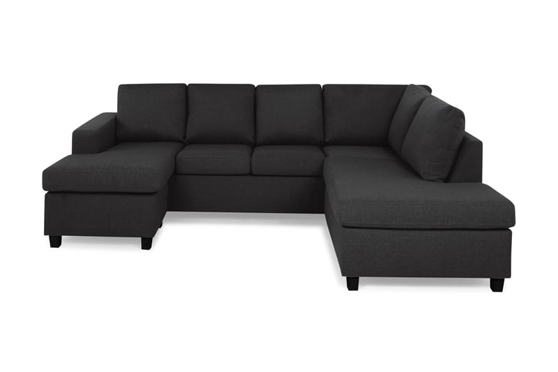 Crazy 4-seters Høyrevendt U-formet Large Sofa med Divan og Sjeselong i Stoff - Antrasitt - Møbler - Sofaer - U-sofa