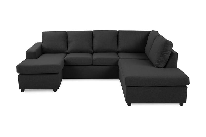 Crazy 4-seters Høyrevendt U-formet Large Sofa med Divan og Sjeselong i Stoff - Antrasitt - Møbler - Sofaer - U-sofa