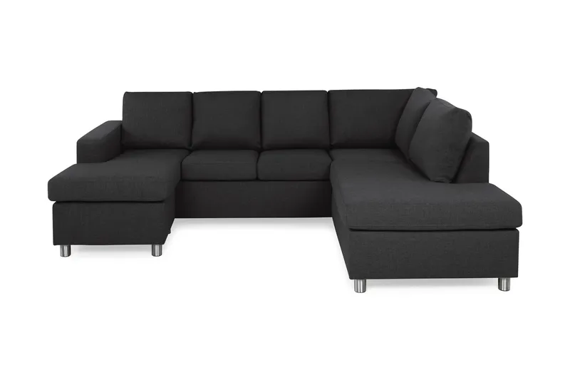 Crazy 4-seters Høyrevendt U-formet Large Sofa med Divan og Sjeselong i Stoff - Antrasitt - Møbler - Sofaer - U-sofa