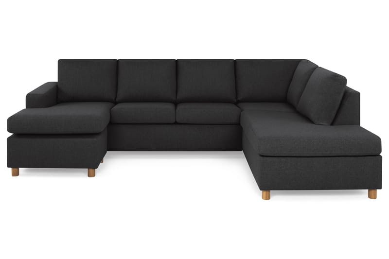 Crazy 4-seters Høyrevendt U-formet Large Sofa med Divan og Sjeselong i Stoff - Antrasitt - Møbler - Sofaer - U-sofa