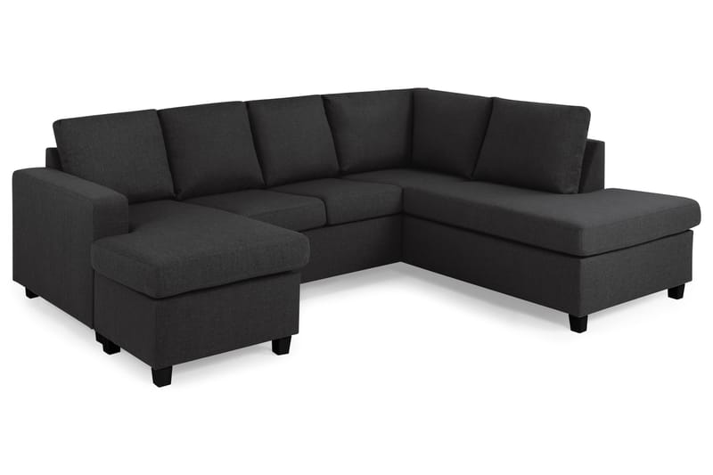 Crazy 4-seters Høyrevendt U-formet Large Sofa med Divan og Sjeselong i Stoff - Antrasitt - Møbler - Sofaer - U-sofa