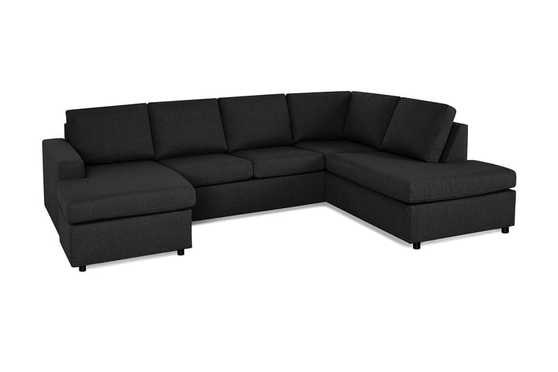 Crazy 4-seters Høyrevendt U-formet Large Sofa med Divan og Sjeselong i Stoff - Antrasitt - Møbler - Sofaer - U-sofa