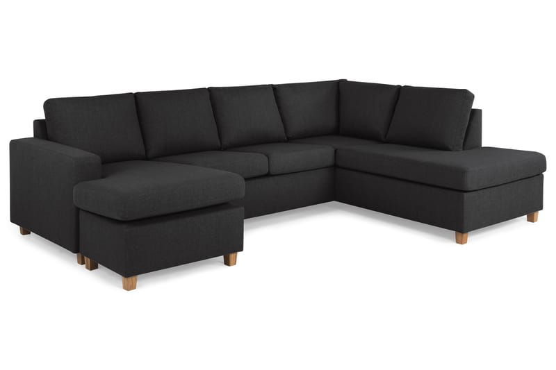 Crazy 4-seters Høyrevendt U-formet Large Sofa med Divan og Sjeselong i Stoff - Antrasitt - Møbler - Sofaer - U-sofa
