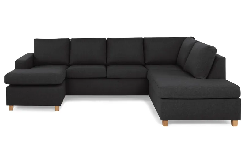 Crazy 4-seters Høyrevendt U-formet Large Sofa med Divan og Sjeselong i Stoff - Antrasitt - Møbler - Sofaer - U-sofa