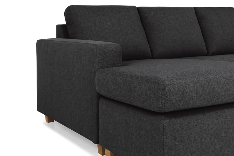 Crazy 4-seters Høyrevendt U-formet Large Sofa med Divan og Sjeselong i Stoff - Antrasitt - Møbler - Sofaer - U-sofa