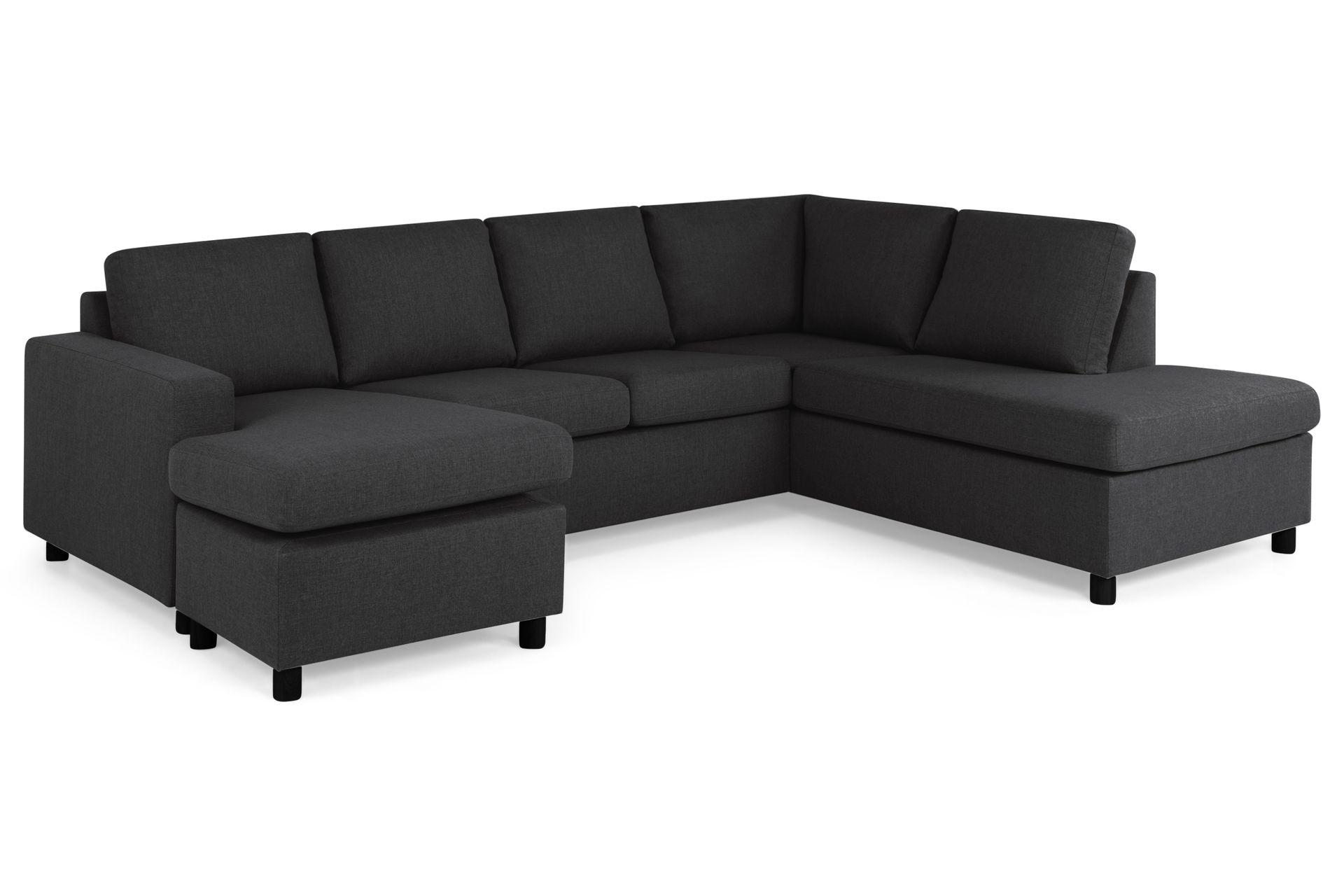 Crazy 4-seters Høyrevendt U-formet Large Sofa med Divan og Sjeselong i Stoff - Antrasitt - Møbler - Sofaer - U-sofa