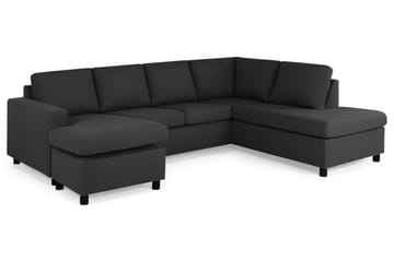 Crazy 4-seters Høyrevendt U-formet Large Sofa med Divan og Sjeselong i Stoff - Antrasitt - Møbler - Sofaer - U-sofa