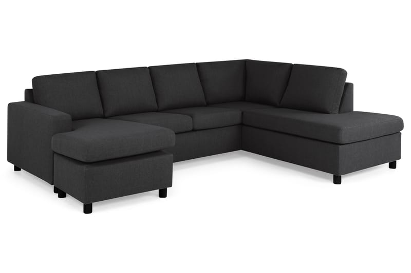 Crazy 4-seters Høyrevendt U-formet Large Sofa med Divan og Sjeselong i Stoff - Antrasitt - Møbler - Sofaer - U-sofa
