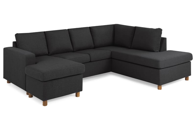 Crazy 4-seters Høyrevendt U-formet Large Sofa med Divan og Sjeselong i Stoff - Antrasitt - Møbler - Sofaer - U-sofa