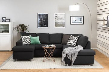 Crazy 4-seters Høyrevendt U-formet Large Sofa med Divan og Sjeselong i Stoff - Antrasitt - Møbler - Sofaer - U-sofa