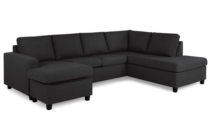 Crazy 4-seters Høyrevendt U-formet Large Sofa med Divan og Sjeselong i Stoff - Antrasitt - Møbler - Sofaer - U-sofa