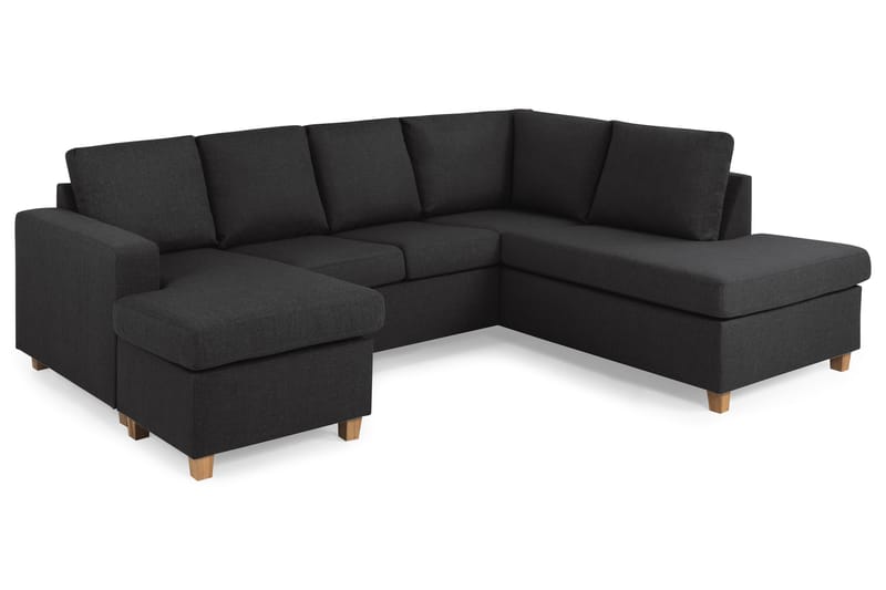 Crazy 4-seters Høyrevendt U-formet Large Sofa med Divan og Sjeselong i Stoff - Antrasitt - Møbler - Sofaer - U-sofa