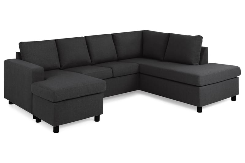 Crazy 4-seters Høyrevendt U-formet Large Sofa med Divan og Sjeselong i Stoff - Antrasitt - Møbler - Sofaer - U-sofa