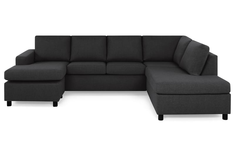 Crazy 4-seters Høyrevendt U-formet Large Sofa med Divan og Sjeselong i Stoff - Antrasitt - Møbler - Sofaer - U-sofa