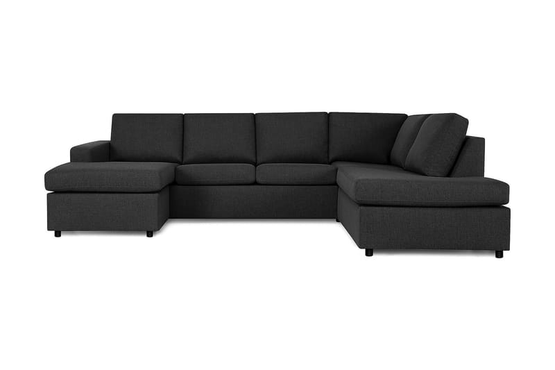 Crazy 4-seters Høyrevendt U-formet Large Sofa med Divan og Sjeselong i Stoff - Antrasitt - Møbler - Sofaer - U-sofa