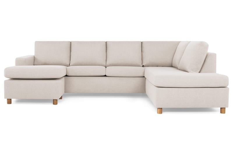 Crazy 4-seters Høyrevendt U-formet Large Sofa med Divan og Sjeselong i Stoff - Beige - Møbler - Sofaer - U-sofa
