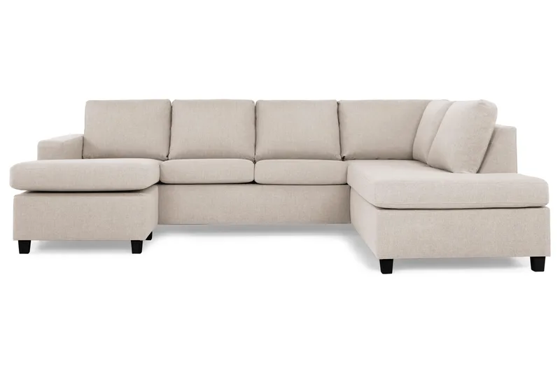 Crazy 4-seters Høyrevendt U-formet Large Sofa med Divan og Sjeselong i Stoff, Beige