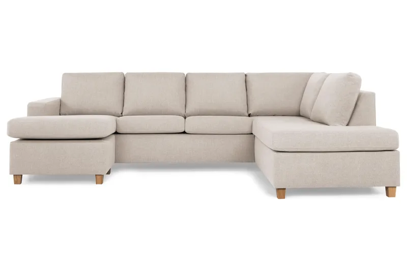 Crazy 4-seters Høyrevendt U-formet Large Sofa med Divan og Sjeselong i Stoff - Beige - Møbler - Sofaer - U-sofa