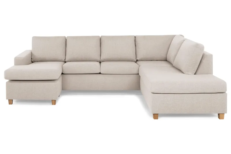 Crazy 4-seters Høyrevendt U-formet Large Sofa med Divan og Sjeselong i Stoff - Beige - Møbler - Sofaer - U-sofa
