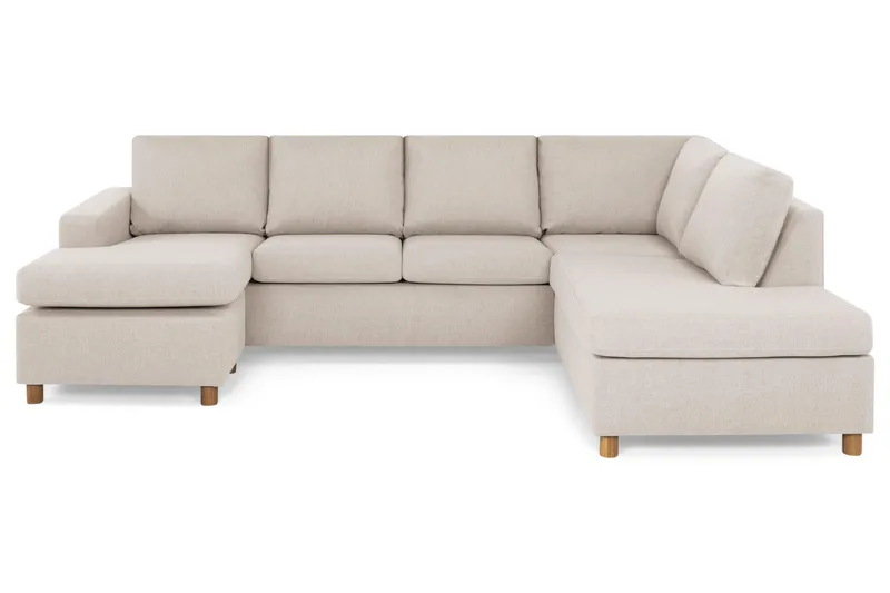 Crazy 4-seters Høyrevendt U-formet Large Sofa med Divan og Sjeselong i Stoff, Beige