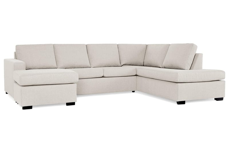Crazy 4-seters Høyrevendt U-formet Large Sofa med Divan og Sjeselong i Stoff - Beige - Møbler - Sofaer - U-sofa