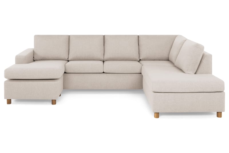 Crazy 4-seters Høyrevendt U-formet Large Sofa med Divan og Sjeselong i Stoff - Beige - Møbler - Sofaer - U-sofa