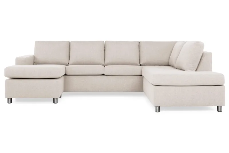 Crazy 4-seters Høyrevendt U-formet Large Sofa med Divan og Sjeselong i Stoff - Beige - Møbler - Sofaer - U-sofa
