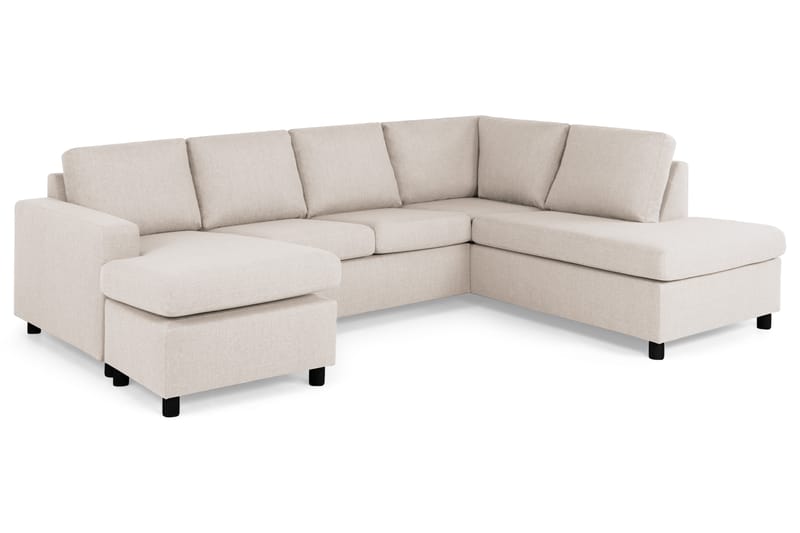 Crazy 4-seters Høyrevendt U-formet Large Sofa med Divan og Sjeselong i Stoff - Beige - Møbler - Sofaer - U-sofa