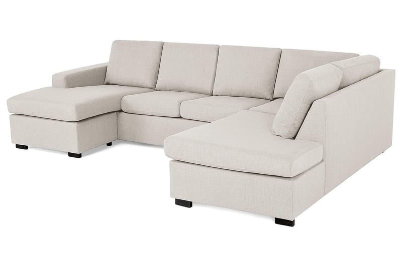 Crazy 4-seters Høyrevendt U-formet Large Sofa med Divan og Sjeselong i Stoff - Beige - Møbler - Sofaer - U-sofa