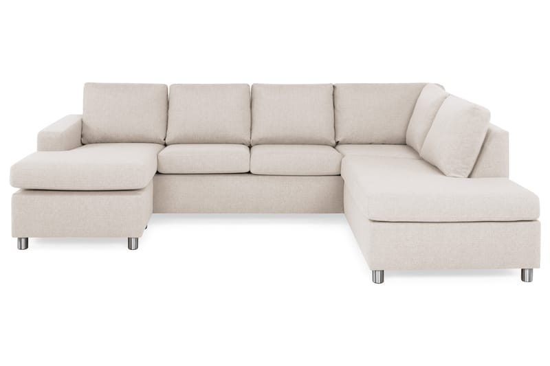 Crazy 4-seters Høyrevendt U-formet Large Sofa med Divan og Sjeselong i Stoff - Beige - Møbler - Sofaer - U-sofa