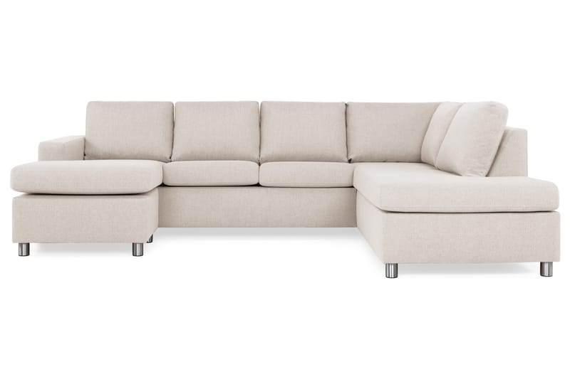 Crazy 4-seters Høyrevendt U-formet Large Sofa med Divan og Sjeselong i Stoff - Beige - Møbler - Sofaer - U-sofa