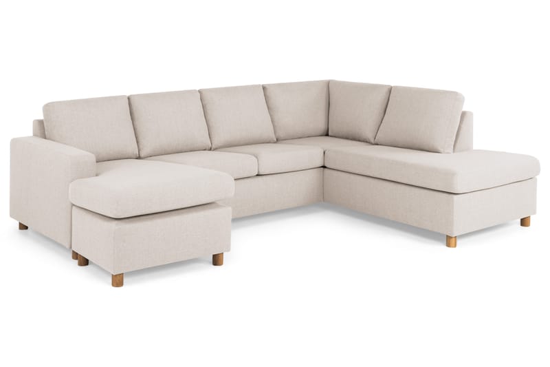 Crazy 4-seters Høyrevendt U-formet Large Sofa med Divan og Sjeselong i Stoff - Beige - Møbler - Sofaer - U-sofa
