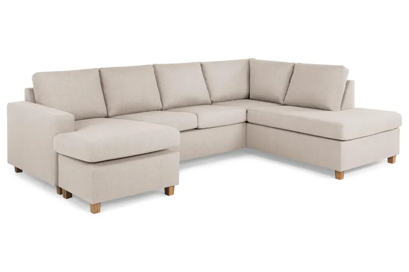 Crazy 4-seters Høyrevendt U-formet Large Sofa med Divan og Sjeselong i Stoff - Beige - Møbler - Sofaer - U-sofa