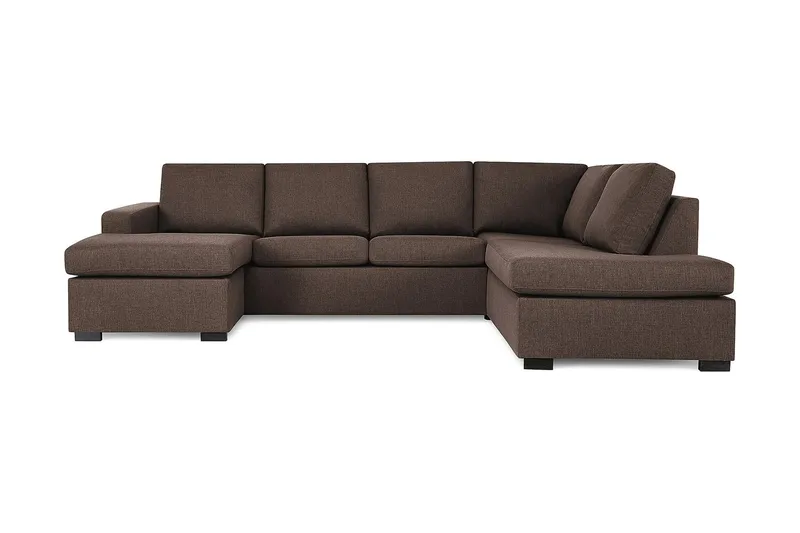 Crazy 4-seters Høyrevendt U-formet Large Sofa med Divan og Sjeselong i Stoff - Brun - Møbler - Sofaer - U-sofa