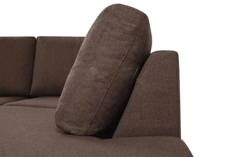 Crazy 4-seters Høyrevendt U-formet Large Sofa med Divan og Sjeselong i Stoff - Brun - Møbler - Sofaer - U-sofa