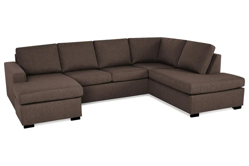 Crazy 4-seters Høyrevendt U-formet Large Sofa med Divan og Sjeselong i Stoff - Brun - Møbler - Sofaer - U-sofa