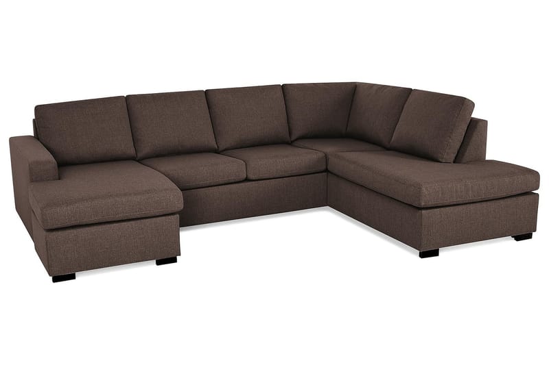 Crazy 4-seters Høyrevendt U-formet Large Sofa med Divan og Sjeselong i Stoff - Brun - Møbler - Sofaer - U-sofa