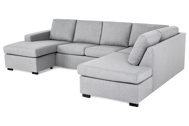 Crazy 4-seters Høyrevendt U-formet Large Sofa med Divan og Sjeselong i Stoff - Grå - Møbler - Sofaer - U-sofa