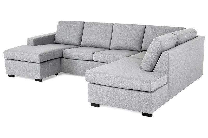 Crazy 4-seters Høyrevendt U-formet Large Sofa med Divan og Sjeselong i Stoff - Grå - Møbler - Sofaer - U-sofa